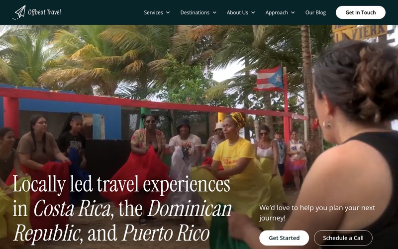 Screenshot of the Offbeat Travel website