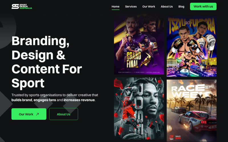 Screenshot of the Sport Design Australia website