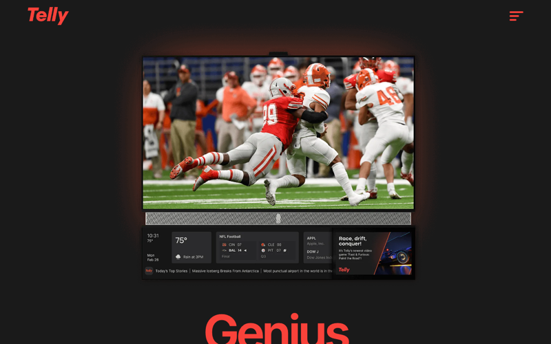 Screenshot of the Telly website