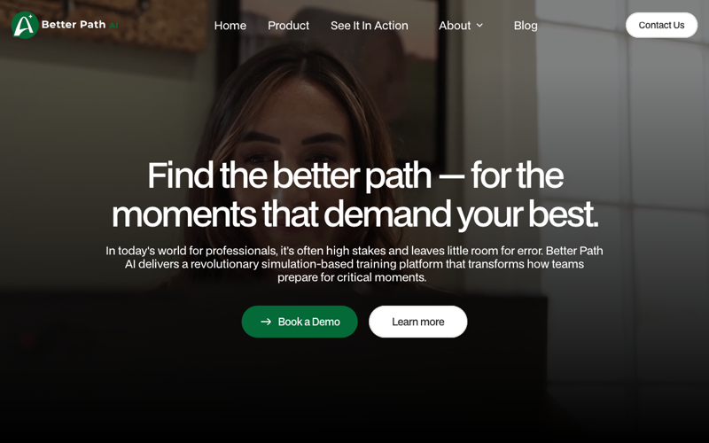 Screenshot of the Better Path AI website